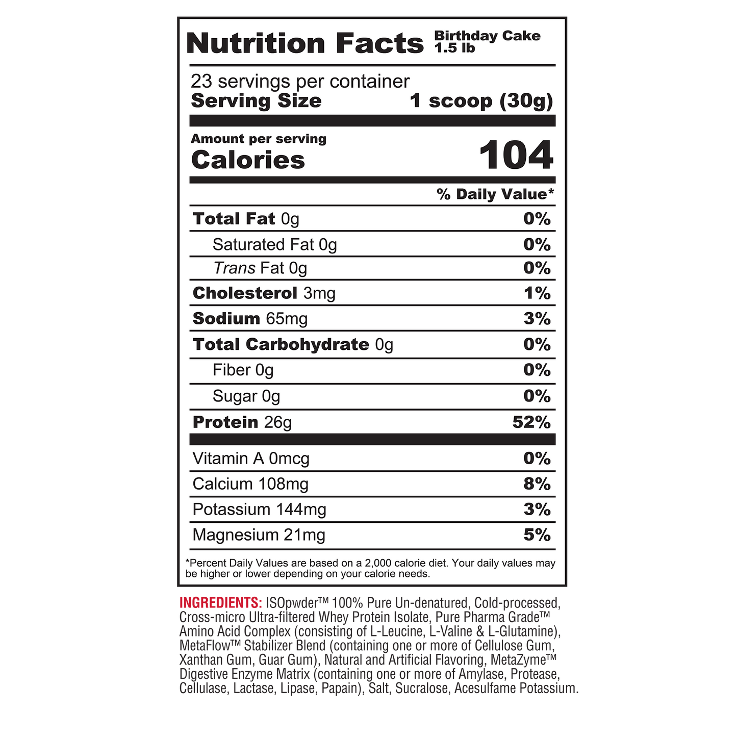 ISO PWDR BIRTHADAY CAKE 1.52 LB 23 SERVICIOS - METABOLIC NUTRITION