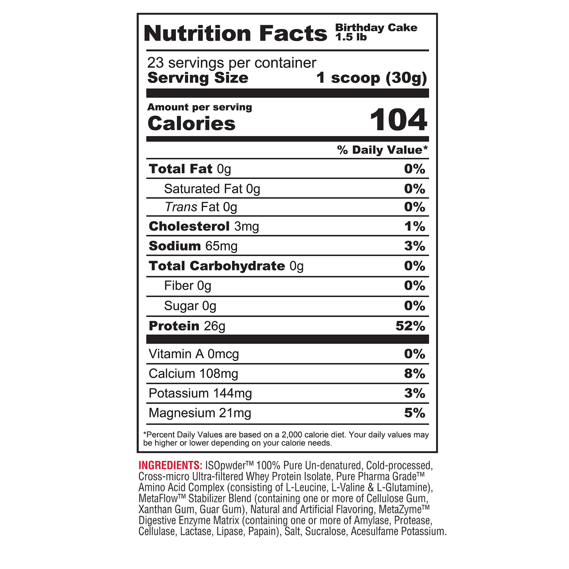 ISO PWDR BIRTHADAY CAKE 1.52 LB 23 SERVICIOS - METABOLIC NUTRITION