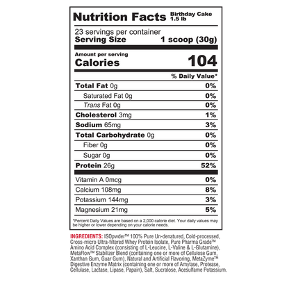 ISO PWDR BIRTHADAY CAKE 1.52 LB 23 SERVICIOS - METABOLIC NUTRITION