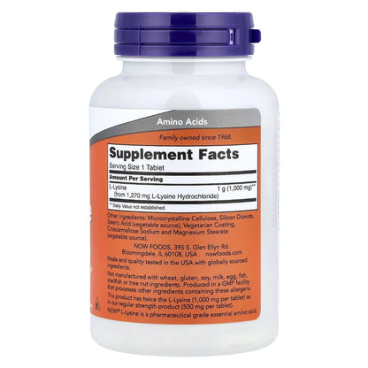 L-lysine 1000 mg 100 tabs NOW