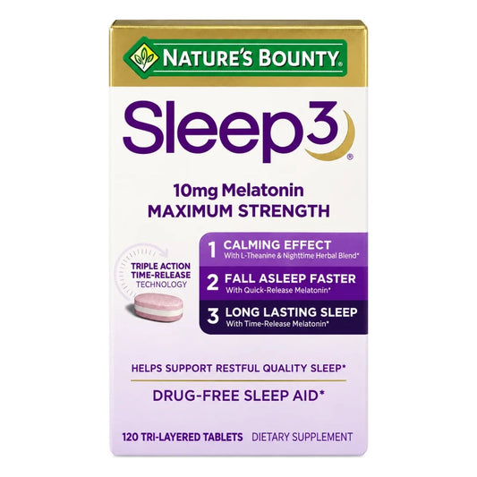 Melatonina 10 mg Sleep 3 120 tabletas Natures Bounty