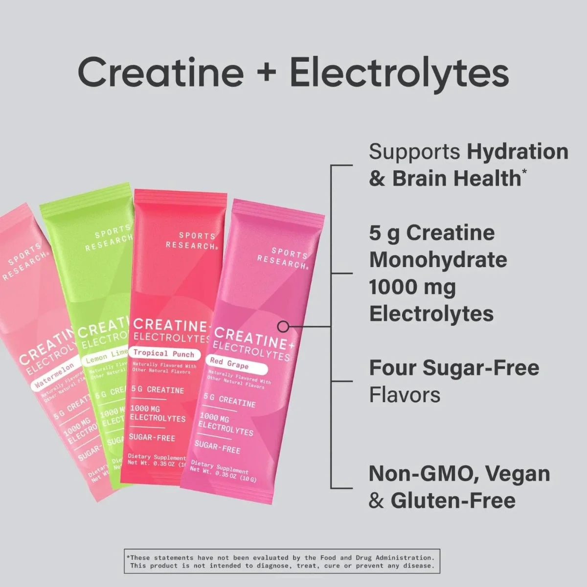 Sachet Creatina con Electrolitos Sports Research - informacion nutricional