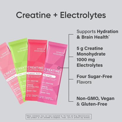 Sachet Creatina con Electrolitos Sports Research - informacion nutricional