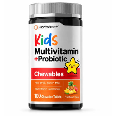 Kids Multivitamin Probiotic 100 Chewable Tablets Horbaach