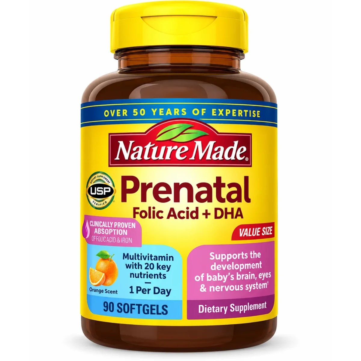 PRENATAL FOLIC ACID + DHA 150 SOFTGELS NATURE MADE