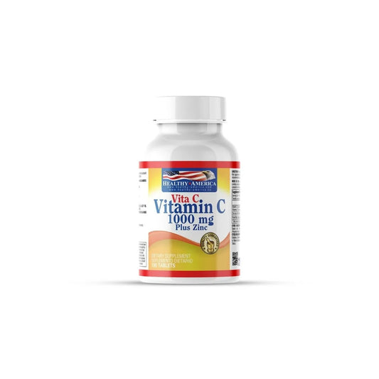 VITAMINA C 1000 PLUS ZINC AND ROSEHIPS 100 TABLETAS - HEALTHY AMERICA