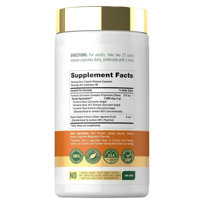 TURMERIC CURCUMIN 1,000 MG 180 CAPSULES CARLYLE