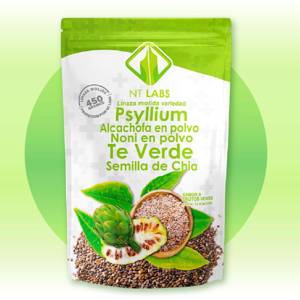 LINAZA+PSYLLIUM+ALCACHOFA+NONI+TE VERDE+SEMILLAS DE CHIA 450GR