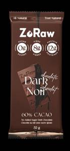 ZO RAW DARK CHOCOLATE 60% CACAO 52G MARRîN OSCURO