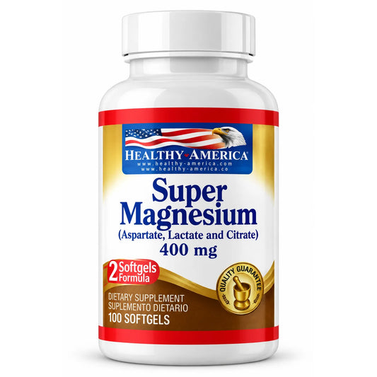 SUPER MAGNESIUM FORMULA 400 MG 100 SOFTGELS - HEALTHY AMERICA