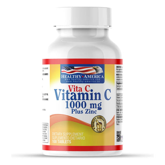Vitamina C 1000 Plus Zinc and Rosehips 100 tabletas - Healthy America