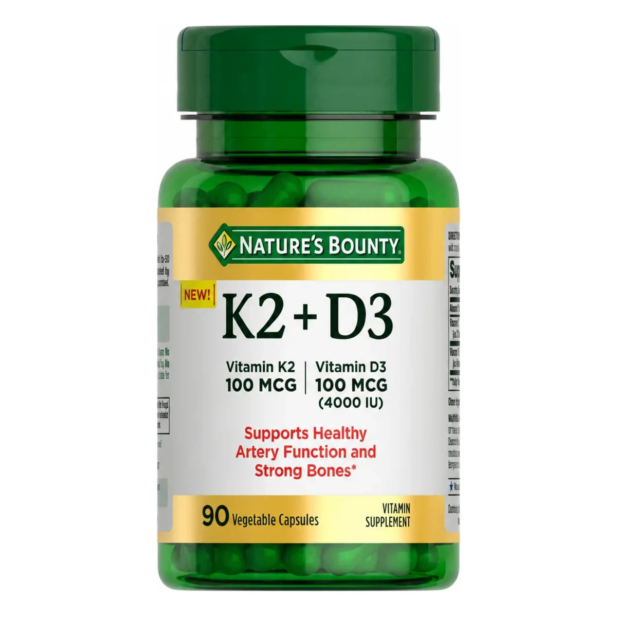 Vitamina D3 4.000 UI + K2 90 caps Natures Bounty