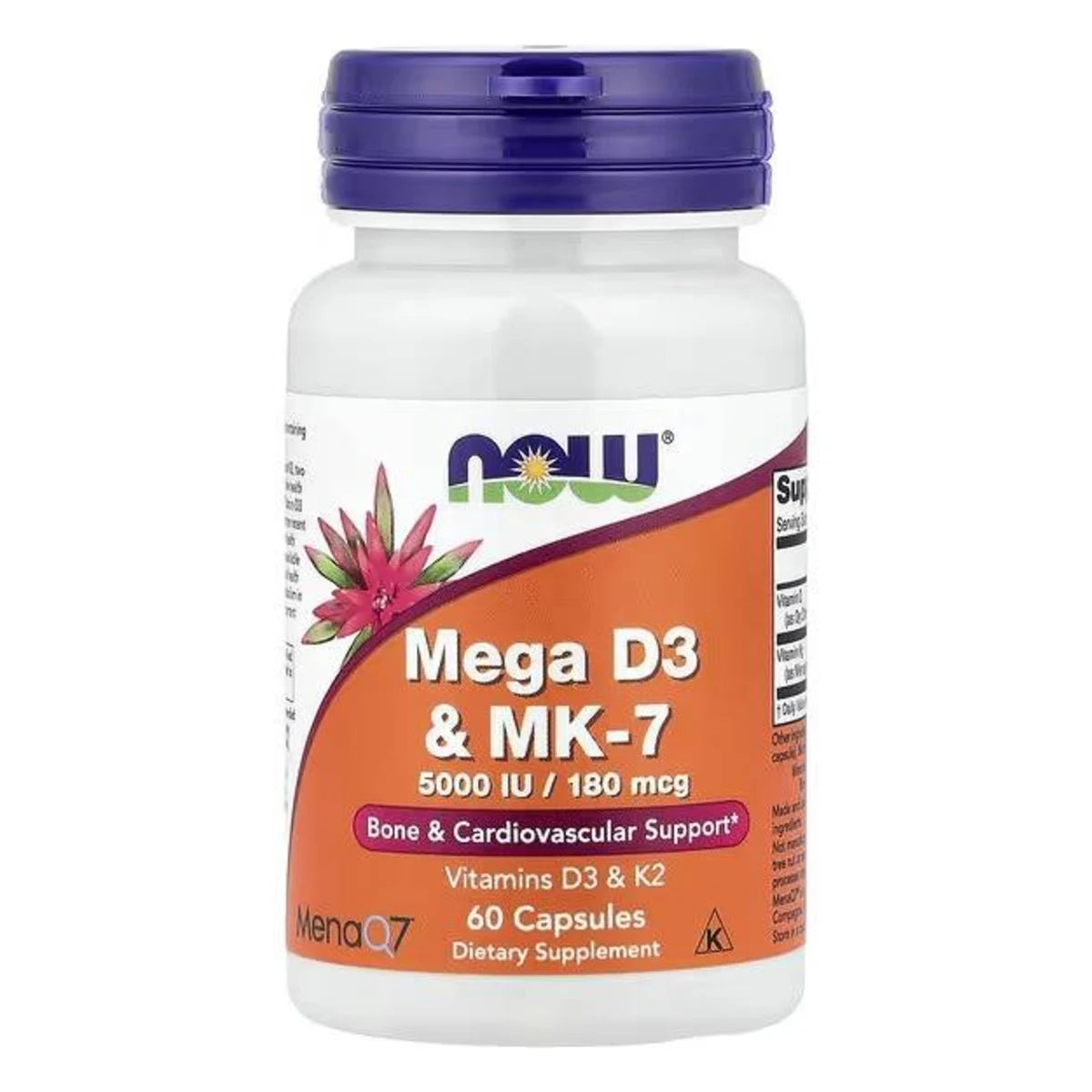 Vitamina D3 5,000 K2 60 caps NOW