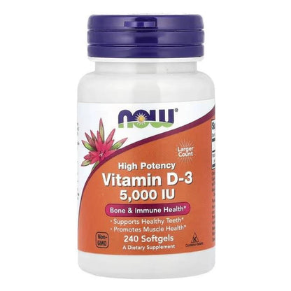 Vitamina D3 5.000 UI x 240 caps Gel NOW