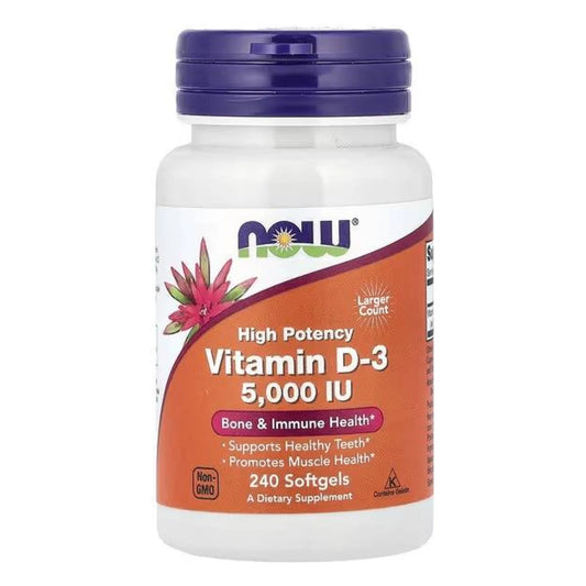 Vitamina D3 5.000 UI x 240 caps Gel NOW